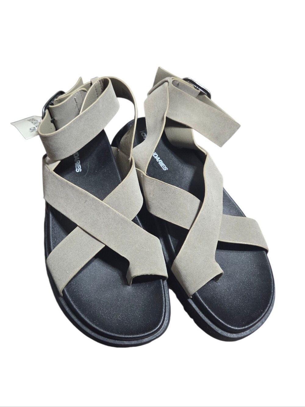 Faux Leather X Strap Toe Loop Sandals